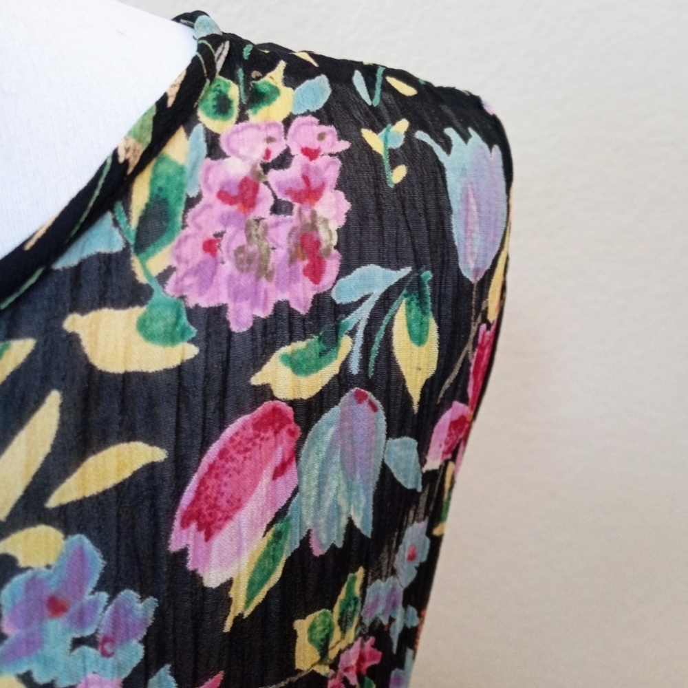 Lola P vintage Y2K floral crinkle semi-sheer maxi dress - Picture 7 of 9